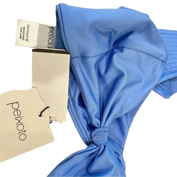 Peixoto Ruffle Shoulder Bikini Top Blue Textured Swim Pullover Top NWT Large - Picture 6 of 7